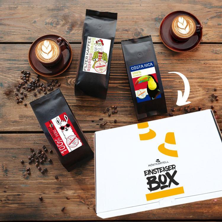 Einteiger BOX- Die Kaffee Probierbox mit drei verschiedenen Kaffeesorten
